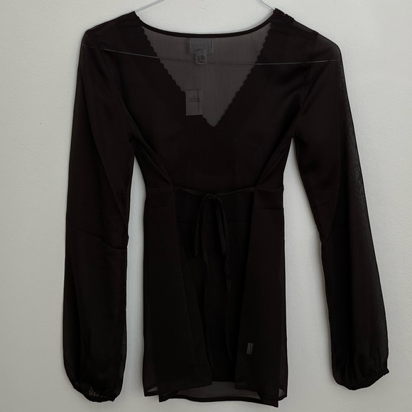 Loft| brown flowy blouse with lace detail - Picture 2 of 5